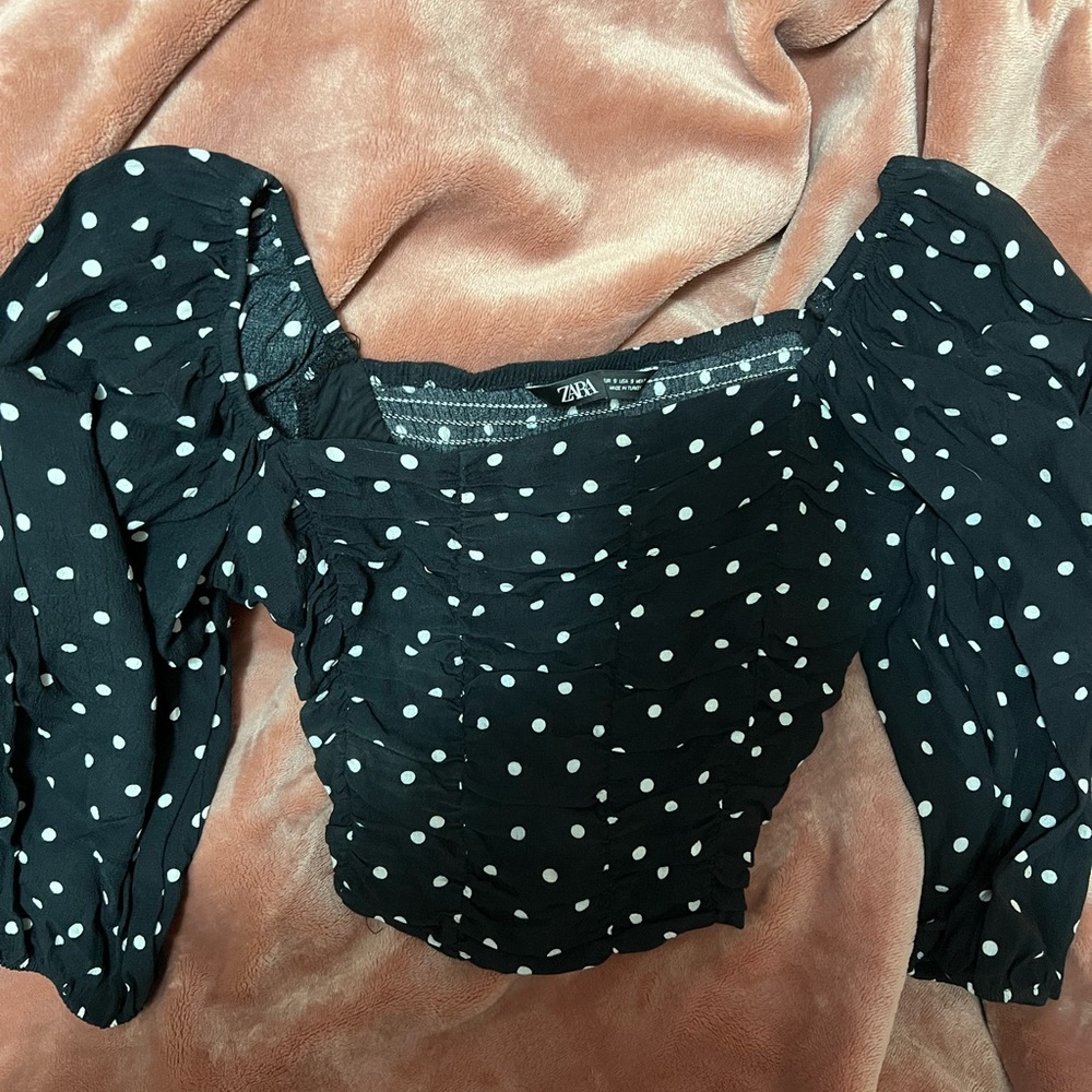 Zara Black Polka Dot Blouse